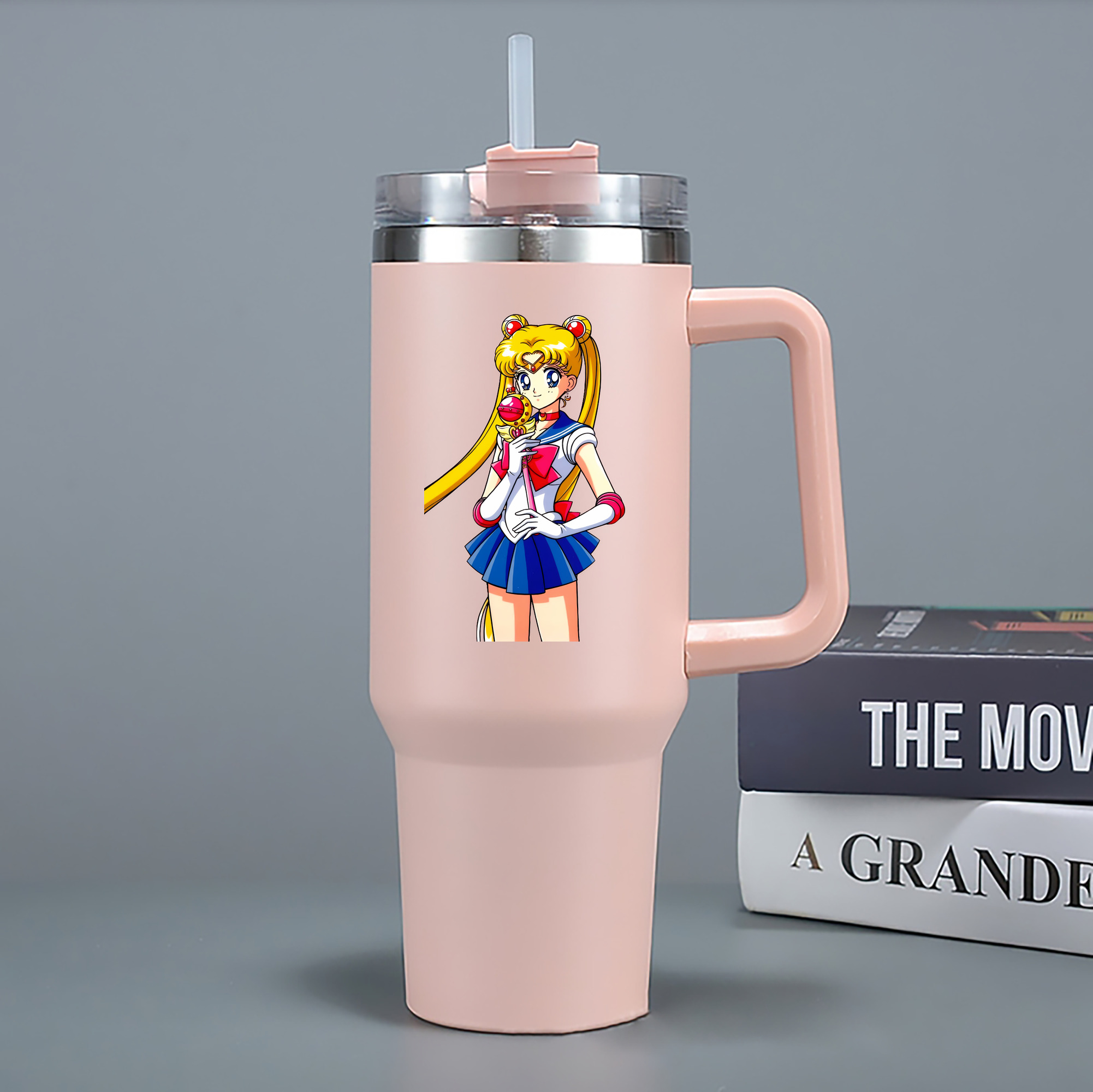 （画像用） 美少女戦士セーラームーン 月野 うさぎ つきの うさぎ Sailor Moon Tsukino Usagi 1200mL車用タンブラー - クリスタルステッカー（プラスチックストロー付き）